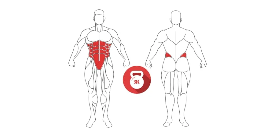 kettlebell cruches abdominales musculos implicados