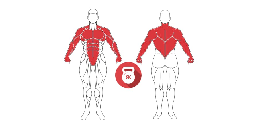 kettlebells pesas rusas renegade row musculos implicados